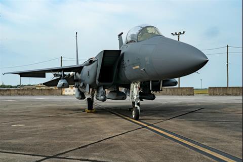 An F-15E Strike Eagle is loaded with five JASSMs at Eglin Air Force Base Fla May 11 2021 as part of Project Strike Rodeo - 2 c USAF